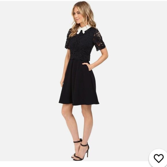 Ted Baker Dixxy Layered Lace Dress in Dark Navy - Picture 6 of 11